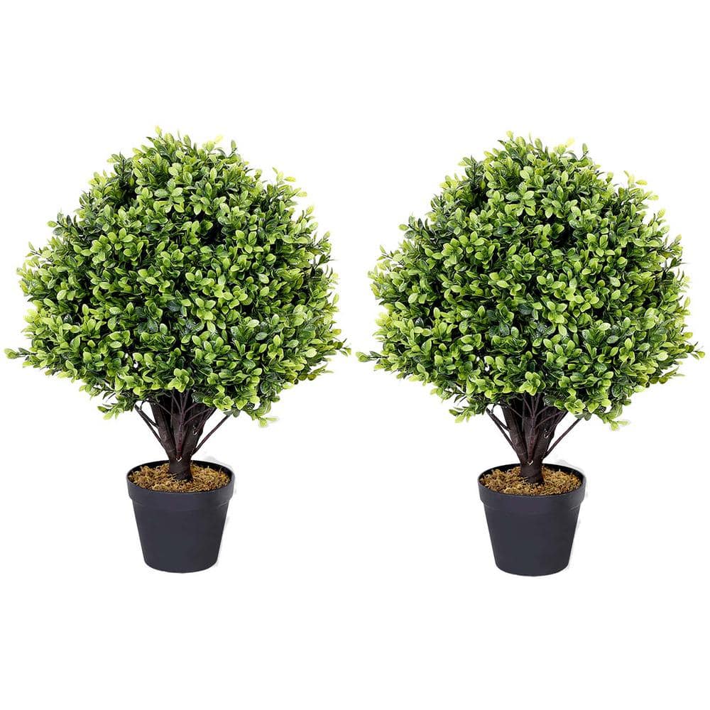 2 ft. Artificial Topiary Trees Boxwood Ball Trees Decorative Fake Greenery 