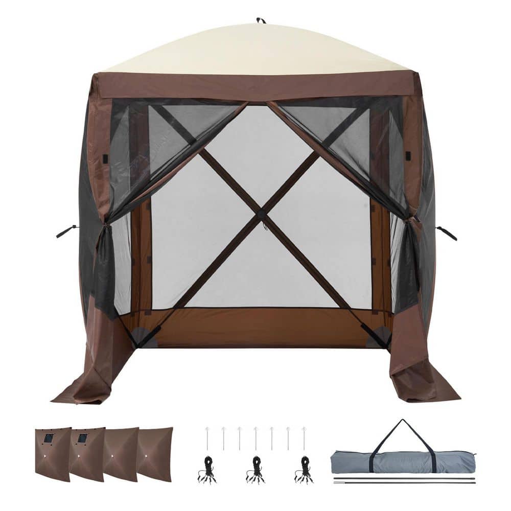 6 ft. x 6 ft. Portable Pop Up Gazebo with 4 Removable Privacy Wind Cloths and Mesh Windows in Brown price history on PriceWatchPro