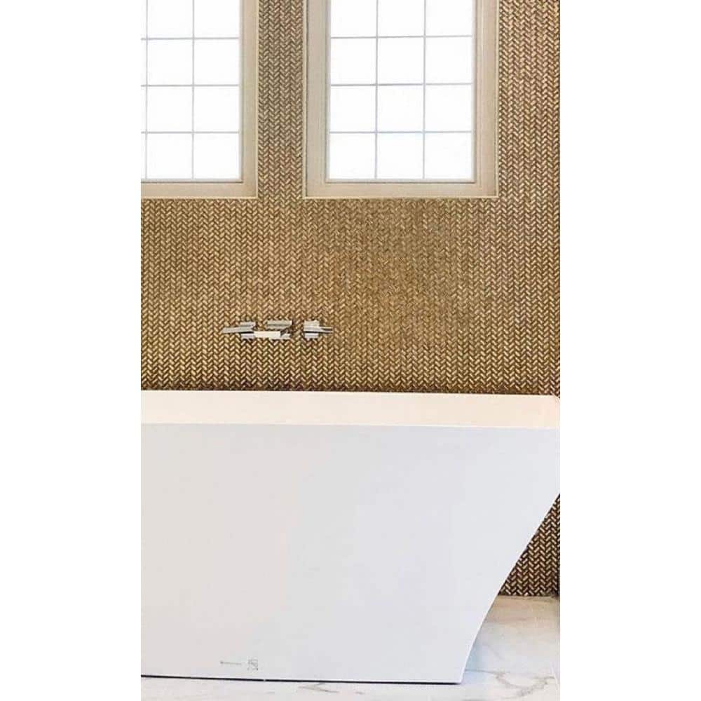 Gold Herringbone Glossy Glass Mosaic Tile Set