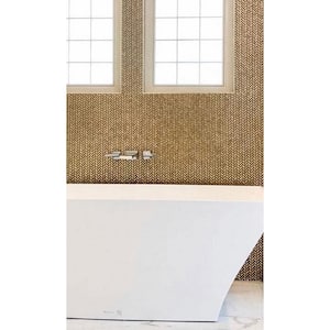 Gold 11.8 in. x 11.9 in. Herringbone Polished Glass Mosaic Floor and Wall Tile (10-Pack) (9.75 sq. ft./Case)