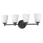 Conti 4-Light Oil-Rubbed Bronze Vanity Light with Etched Glass Shades