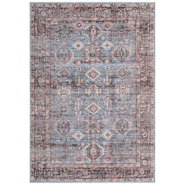 Everwash Callaghan Eve Blue 6 ft. x 9 ft. Medallion Machine Washable Area Rug