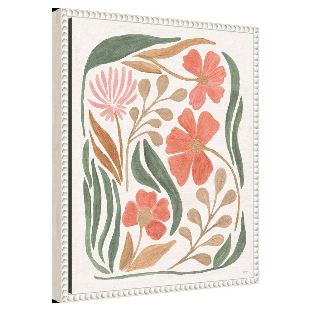 Floral Abstract Canvas Wall Art with White Frame, 16 x 20-in