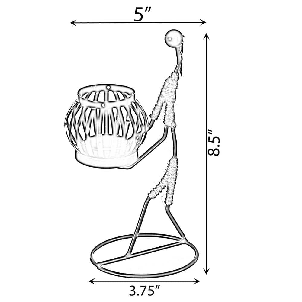 Black Wire Figure Candle Holder with Rope Accents