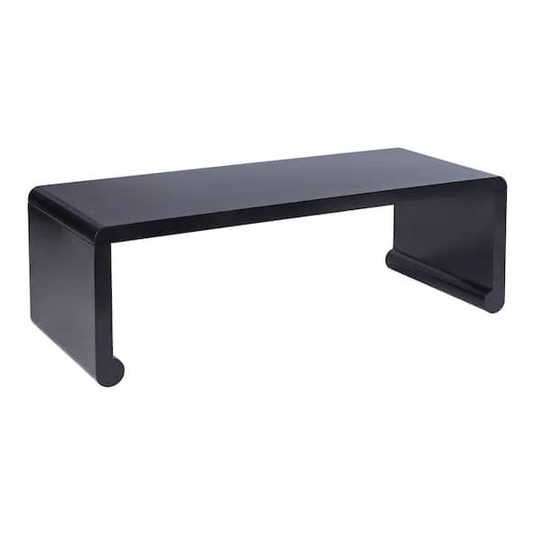 StyleCraft Dann Foley Chow 48 in. Satin Black Rectangle Wicker Coffee Table