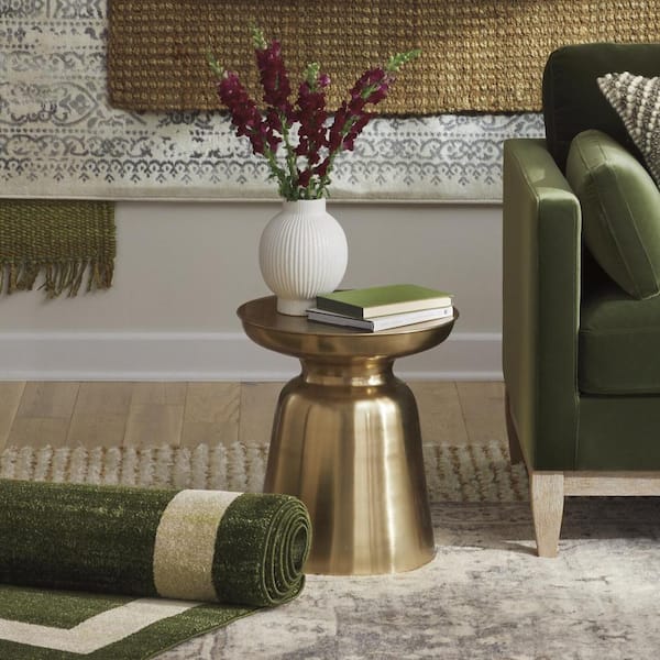 Home Decorators Collection Round Gold Metal Accent Table (16.5 in. W x 17.75 in. H)