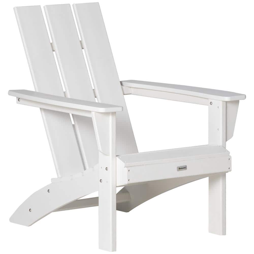 Outsunny White Plastic Adirondack Chair with High Back and Wide Seat