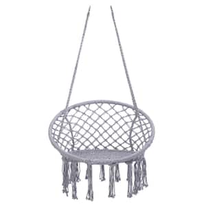 2.62 ft. x 1.97 ft. x 3.93 ft. Hammock Chair Hanging Cotton Rope Hammock Swing Chair in Grey