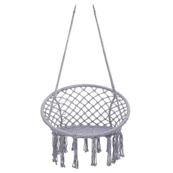 Willit 33.07 in. Swing Cotton Rope Hammock Chair in Gray