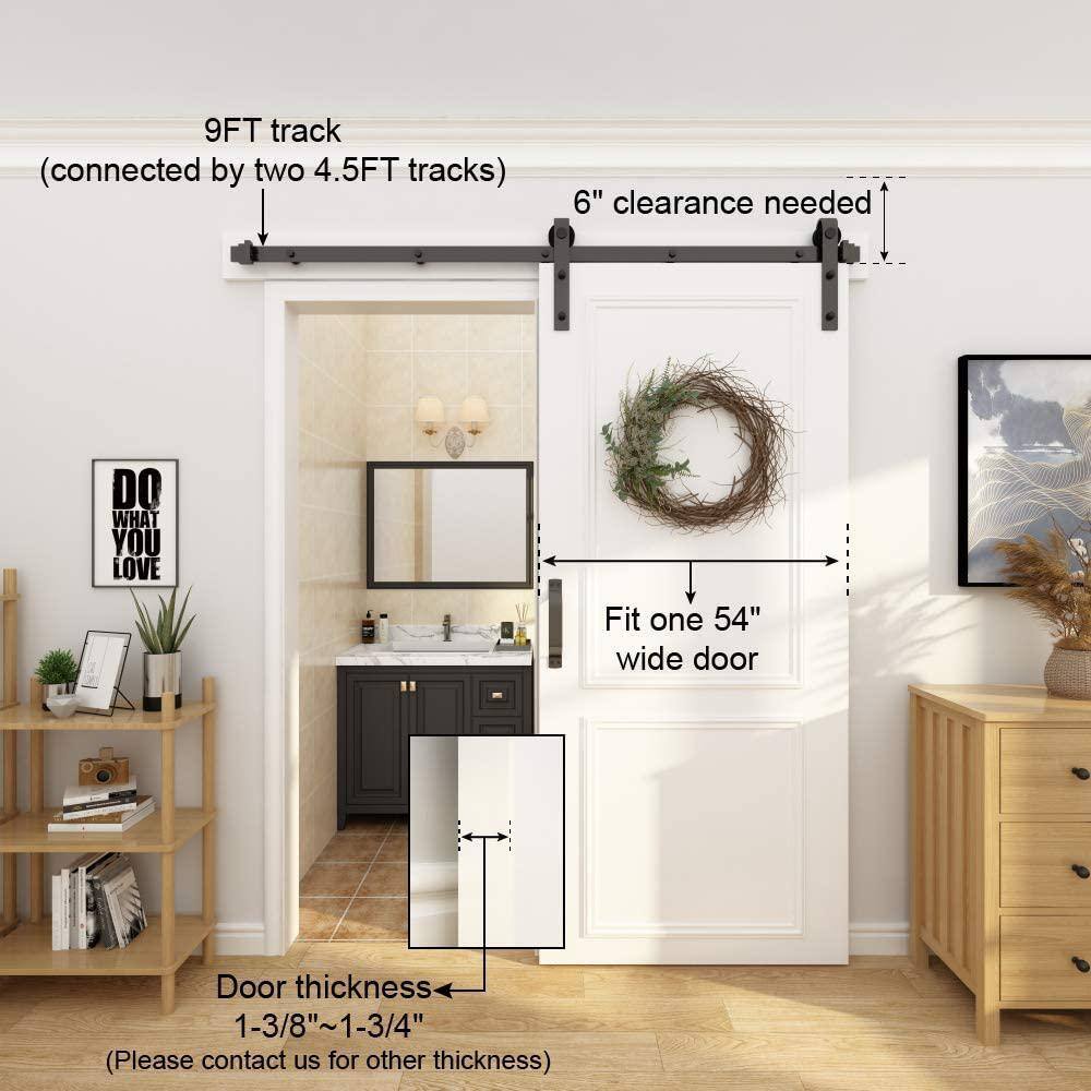 Black Matte Carbon Steel Sliding Barn Door Hardware Kit, 108 in.