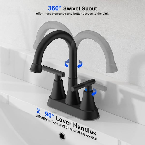 Numhew 1-Set 4 in. Bathroom Faucets for Sink with 2 Handle, 3 Hole