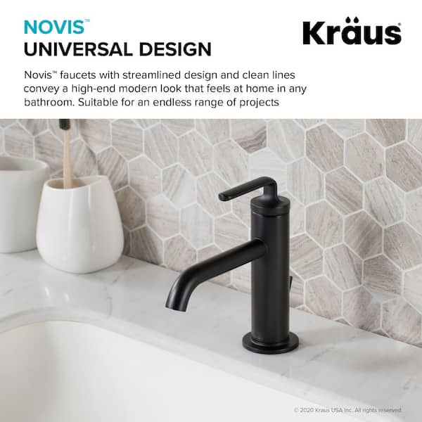 Kraus Ramus Single Handle Bathroom Sink Faucet With Lift Rod Drain In Matte Black 2 Pack K 1221mb 2pk - What Size Hole To Drill For Bathroom Sink Drain