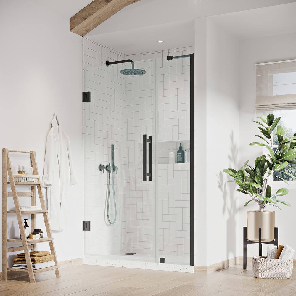 Tampa-Pro 43" x 72" Black Frameless Glass Shower Kit