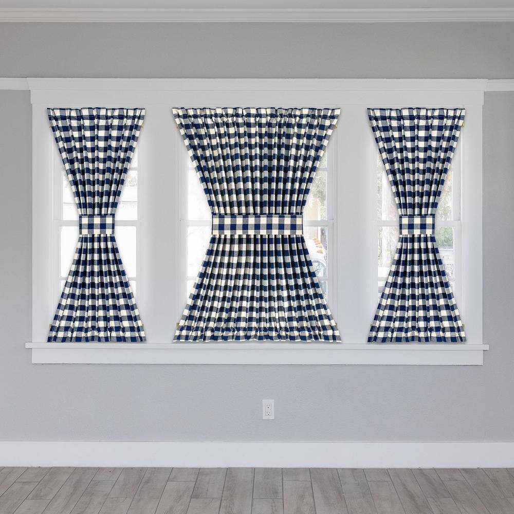 Navy Buffalo Check Cotton Polyester Door Curtain Panel 54x40