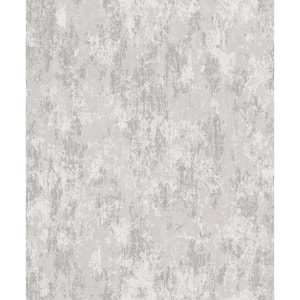 Lustre Collection Silver Industrial Concrete Metallic Finish Paper on Non-woven Non-pasted Wallpaper Roll