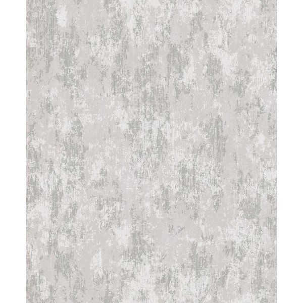 Unbranded Lustre Collection Silver Industrial Concrete Metallic Finish Paper on Non-woven Non-pasted Wallpaper Roll