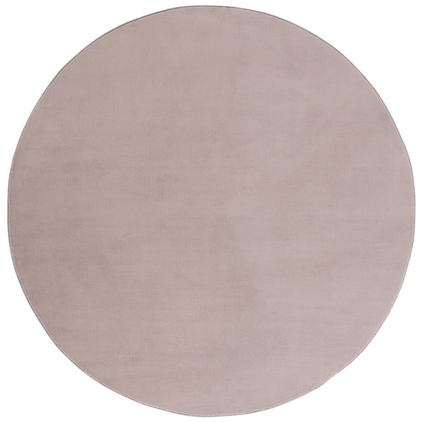 Loft Taupe 6 ft. x 6 ft. Machine Washable Modern Solid Round Area Rug