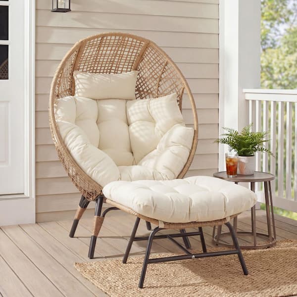 FINCATI PE Wicker Indoor/Outdoor Lounge Egg Chair with Beige