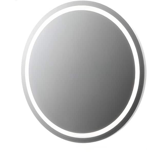 24 in. W x 24 in. H Round Frameless LED Wall Bathroom Vanity Mirror in Matte White