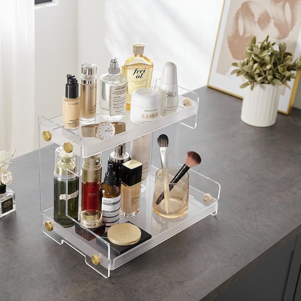 BWE Bathroom Counter Organizer 2-Tier Acrylic Vanity Countertop Perfume  Cabinet Makeup Spice Rack Storage Modern Holder Matt CF-001-MS - The Home  Depot