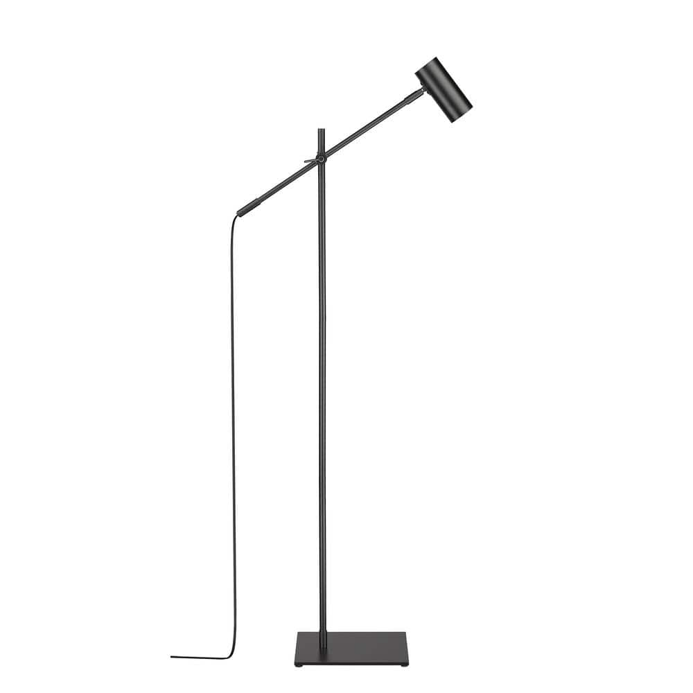 Calumet 48 in. 1-Light Matte Black Floor Lamp with Matte Black Aluminum ...