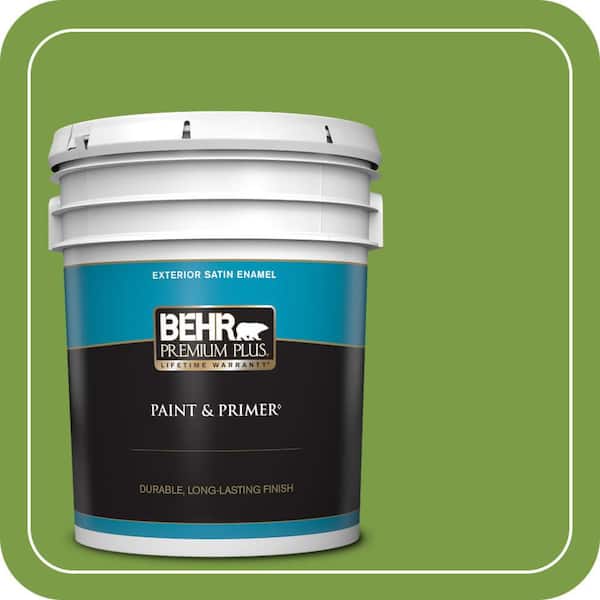 BEHR PREMIUM PLUS 5 gal. #420B-7 Pepper Grass Satin Enamel Exterior Paint & Primer