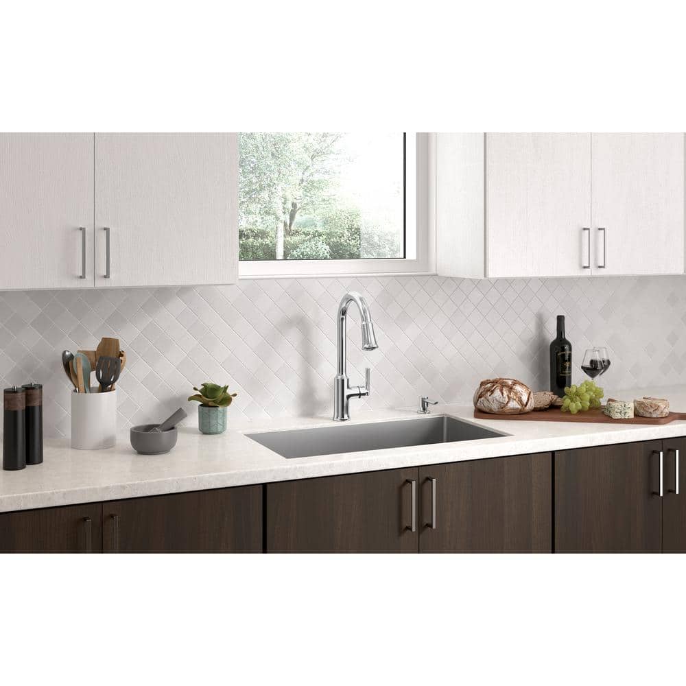 Matte Black Pull-Down Kitchen Faucet with Soap Dispenser