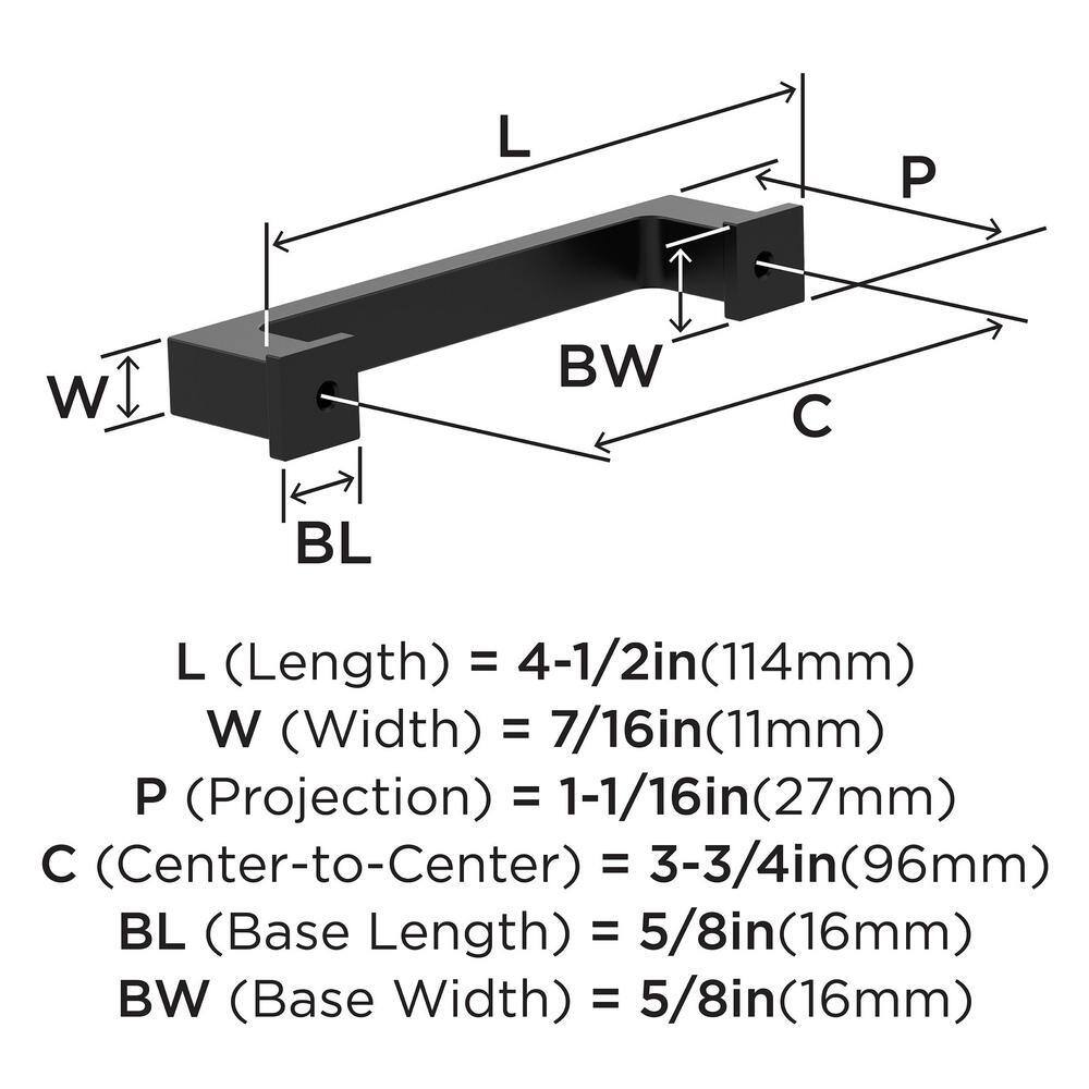 Matte Black 3-3/4 inch Cabinet Pull with Mounting Hardware