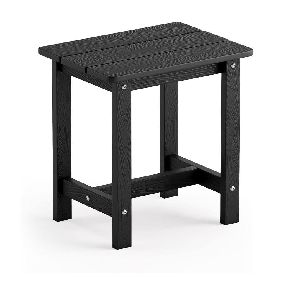 ITOPFOX Black Rectangle Plastic 16.9 Outdoor Side Table with Extension ...