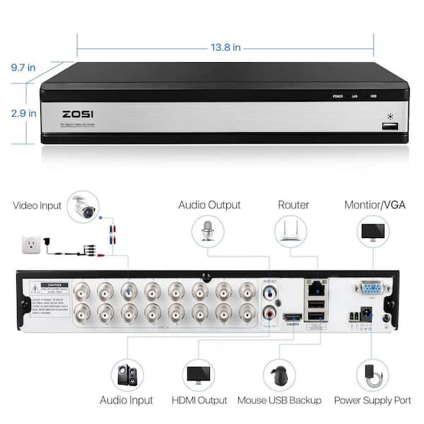 ZOSI 8CH H.265 2MP sistema de cámara de seguridad para el hogar, 5MP