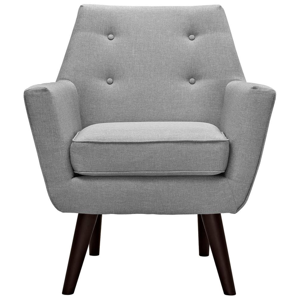 Mid-Century Modern Light Gray Upholstered Accent Chair