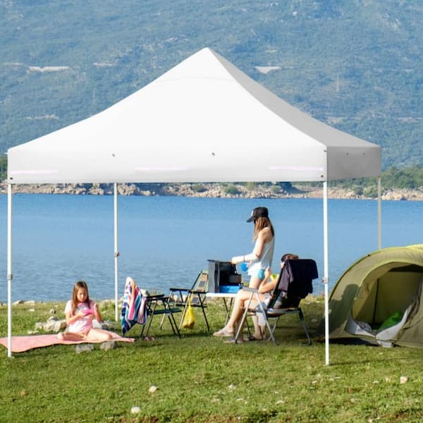 10 ft. x 10 ft. White Pop-up Gazebo Canopy with 5 Removable Zippered Sidewalls