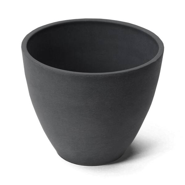 Algreen Valencia 10 in. x 8.3 in. Round Curve Charcoal Plastic Planter