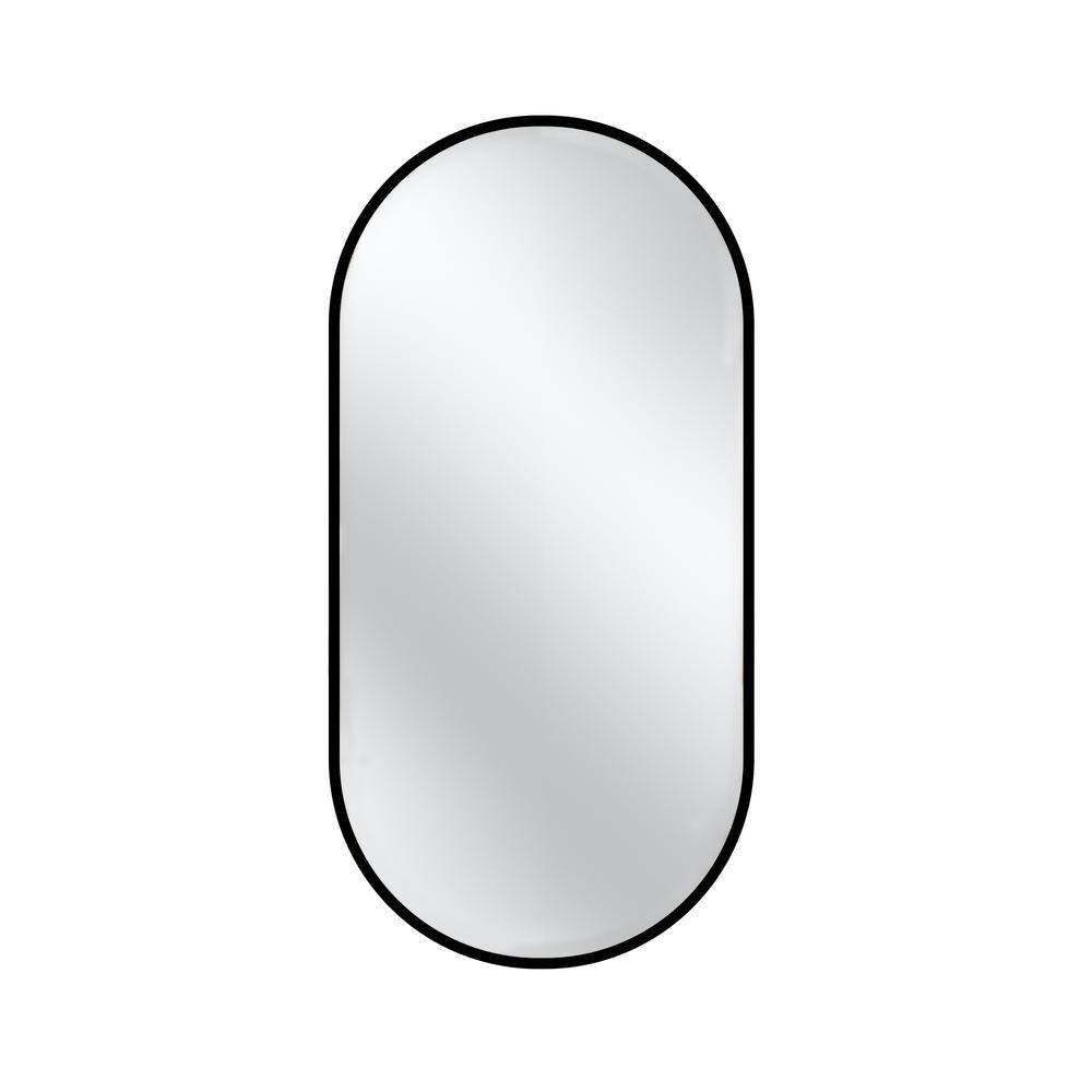 36 in. W x 18 in. H Oval Framed Wall Bathroom Vanity Mirror in Black, Pre-S