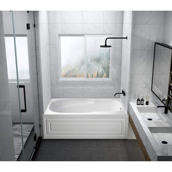 Oriel 60 in. Acrylic Right Drain Rectangular Apron Front Bathtub in White