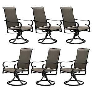 Outdoor Swivel Sling Patio Dining Chairs High Back Rock Armchairs Set of 6