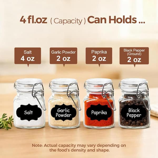Numhew 4 oz. Airtight Glass Jars with Lid, Clear Preserving Seal Wire, Clip Fastening for Kitchen Pickling Mason jar, Set of 12