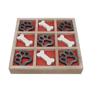 Dog Themed Wood Tic Tac Toe Board Game