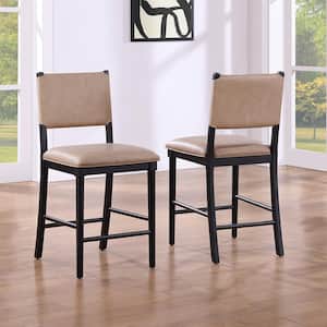 Oslo Tan Cushioned Black Counter Height Chair Set of 2