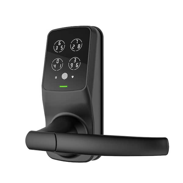 Lockly Secure Matte Black Single-Cylinder Smart Alarmed Latch Lock with Keypad, Bluetooth and Discrete PIN Code Input