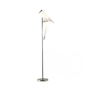 73.5 in. Gold/‎Polished 1-Light Elegant Lantern Floor Lamp with Crane Shade