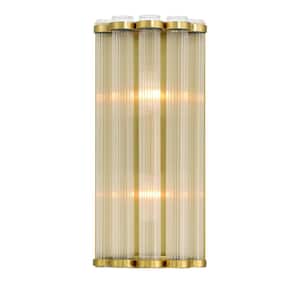 Glasbury 2-Light Gold Wall Sconce with Clear Glass Shade