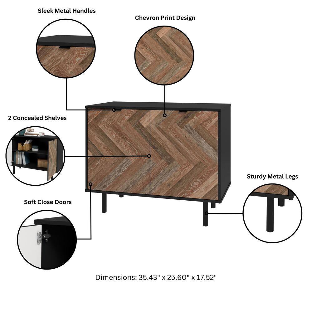 Liam Brown and Black Mid-Century Modern Accent Cabinet