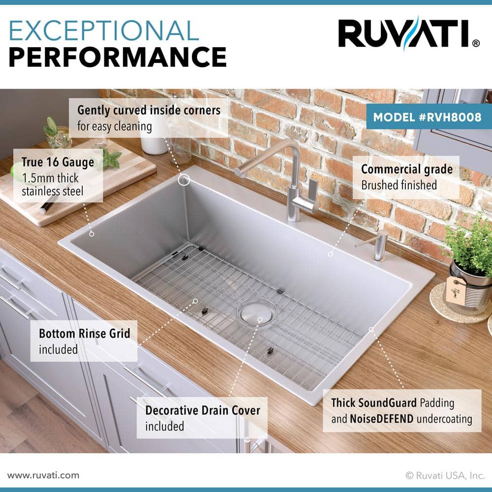 Ruvati 31-inch Stainless Steel Single Bowl Kitchen Sink