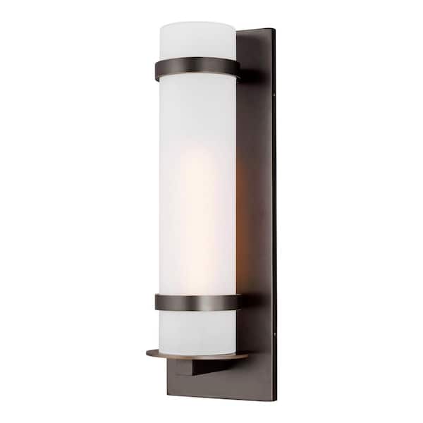 Generation Lighting Alban Large 1-Light Antique Bronze Outdoor Wall Mount Cylinder