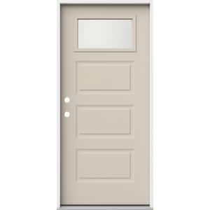 36 in. x 80 in. 3 Panel Right-Hand/Inswing 1/4 Lite Frosted Glass Primed Steel Prehung Front Door