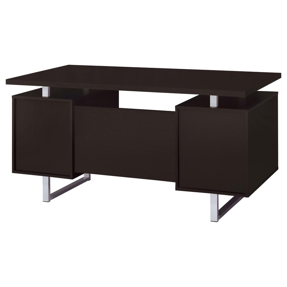 Cappuccino Contemporary 60'' Executive Desk with Filing Cabinet