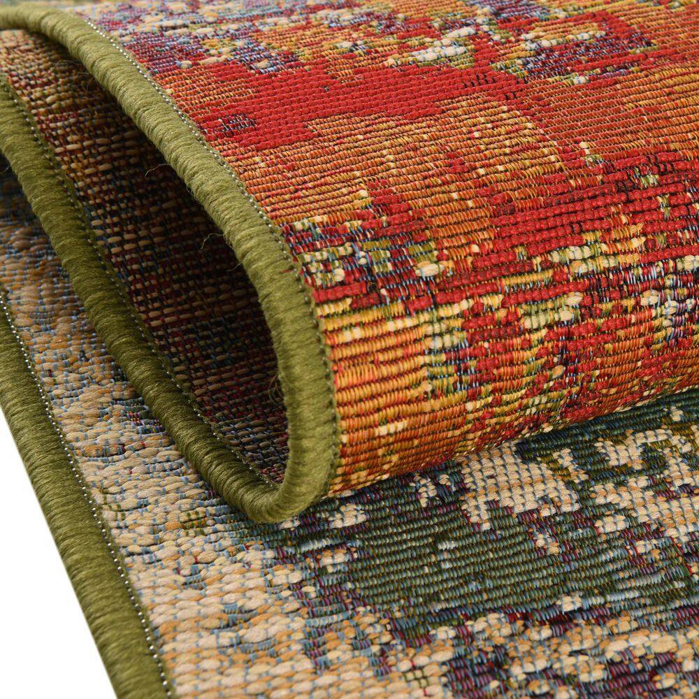 Colorful Abstract Synthetic Outdoor Rectangular Rug 8' x 11'
