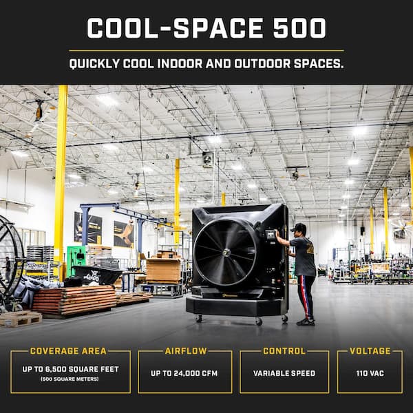 Cool-Space 500 - Portable Evaporative Cooler for 6,500 sq. ft., 24,000 CFM, 11-Speed Controller
