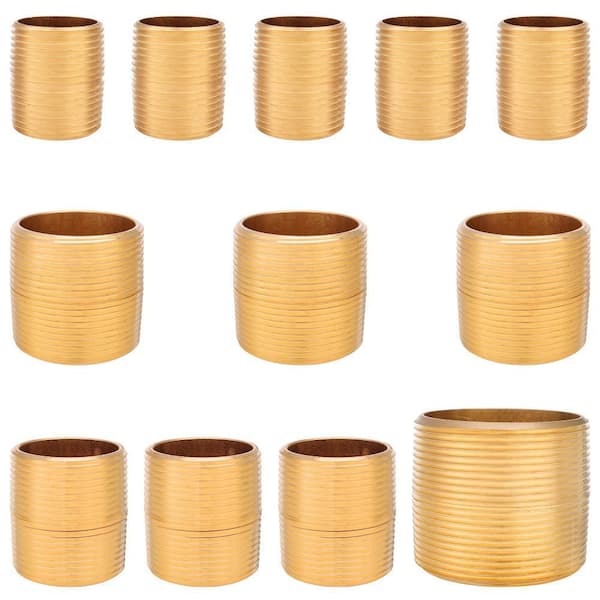 Assortment Kit 1-Inch 1-1/4-Inch 1-1/2-Inch 2-Inch NPT Male Brass Pipe Close Nipple Set (12-Pack)